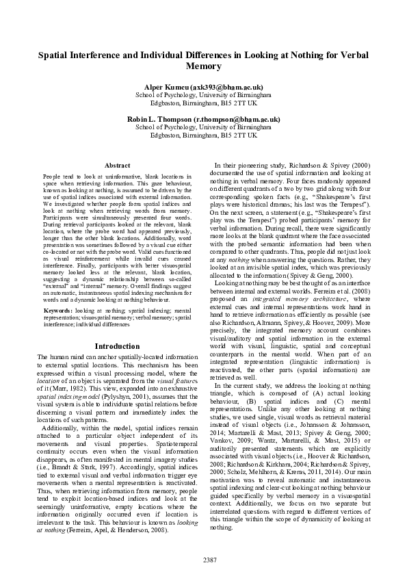 (PDF) Spatial Interference and Individual Differences in Looking at ...
