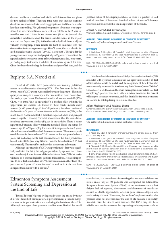 (PDF) Edmonton Symptom Assessment System Screening and Depression at ...