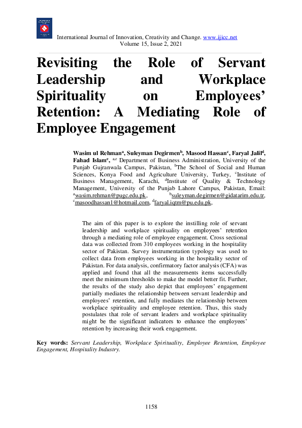 (PDF) Revisiting the Role of Servant Leadership and Workplace ...