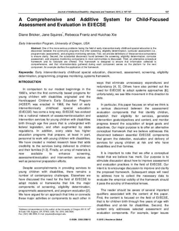 (PDF) A Comprehensive and Additive System for Child-Focused Assessment ...