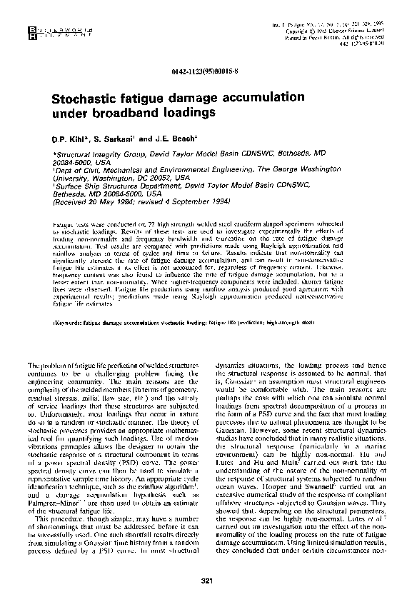 (PDF) Stochastic fatigue damage accumulation under broadband loadings