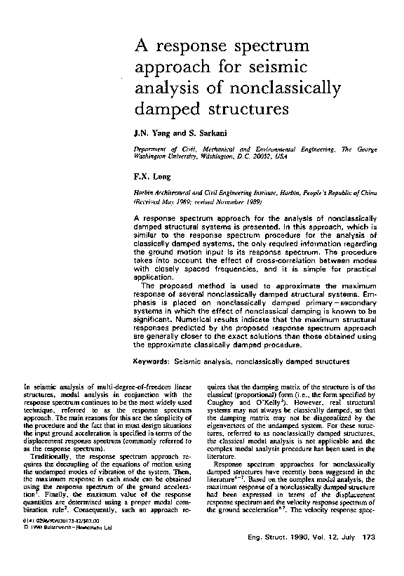 (PDF) A response spectrum approach for seismic analysis of ...