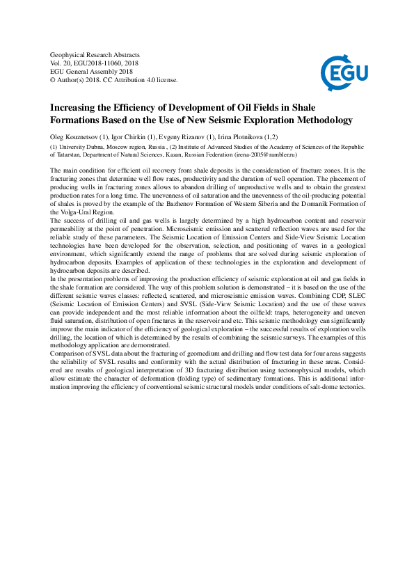 (PDF) Increasing the Efficiency of Development of Oil Fields in Shale ...