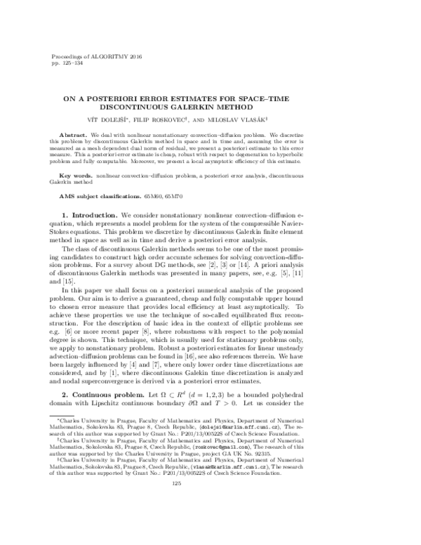 (PDF) On a posteriori error estimates for space--time discontinuous ...