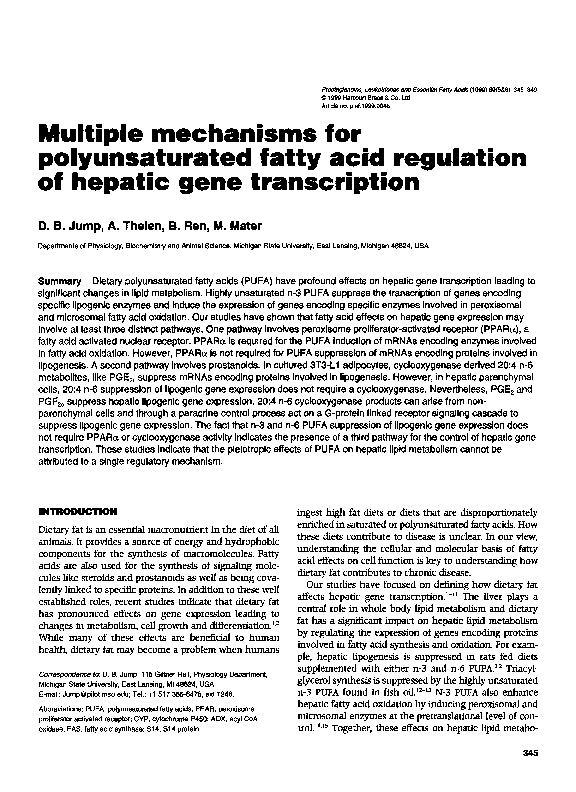 (PDF) Multiple mechanisms for polyunsaturated fatty acid regulation of ...