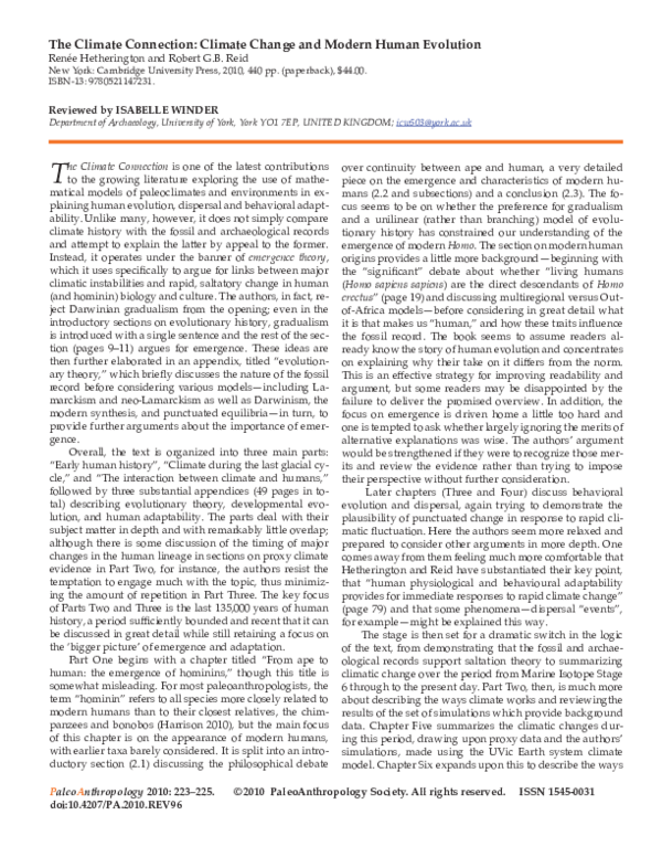 (PDF) The climate connection: climate change and modern human evolution