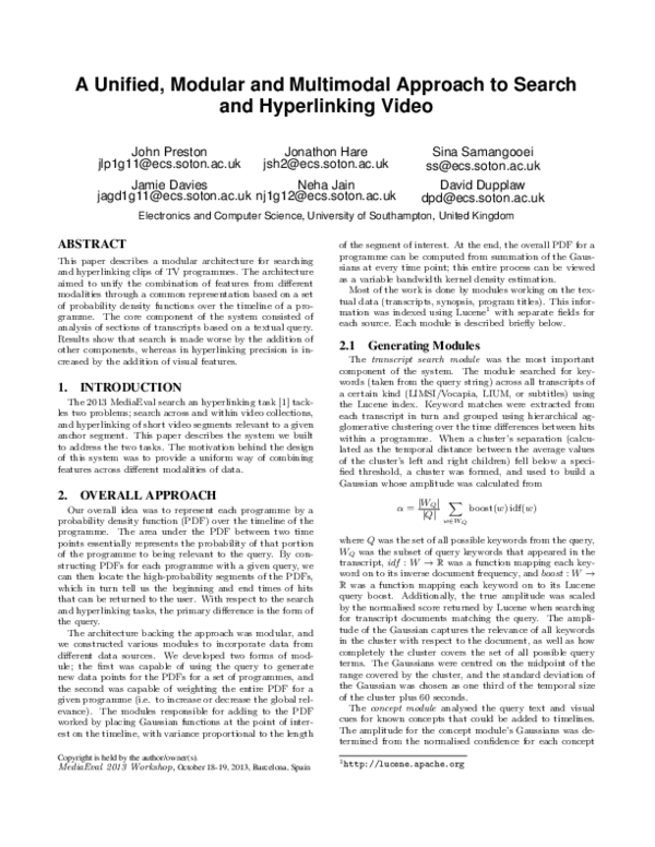 (PDF) A unified, modular and multimodal approach to search and ...
