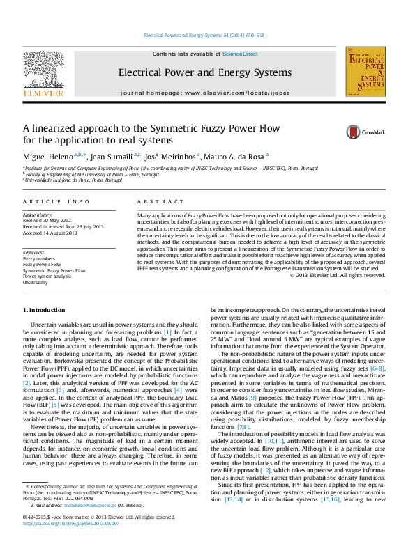 (PDF) A linearized approach to the Symmetric Fuzzy Power Flow for the ...