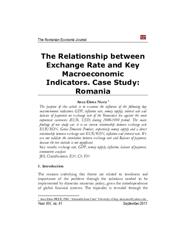 (PDF) The Relationship between Exchange Rate and Key Macroeconomic ...