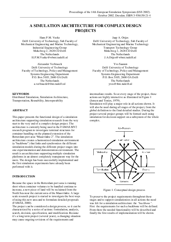 (PDF) A simulation architecture for complex design projects