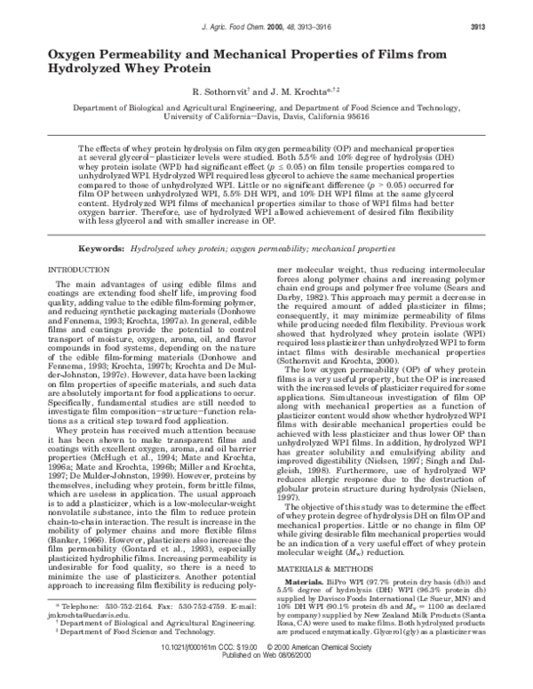 (PDF) Oxygen Permeability and Mechanical Properties of Films from ...