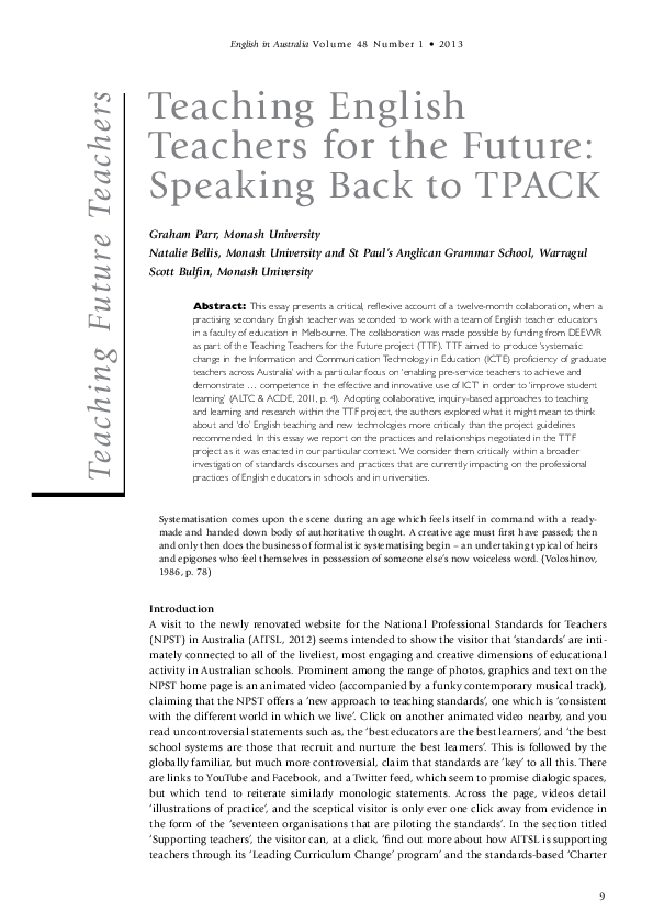(PDF) Teaching Future Teachers Teaching English Teachers for the Future ...