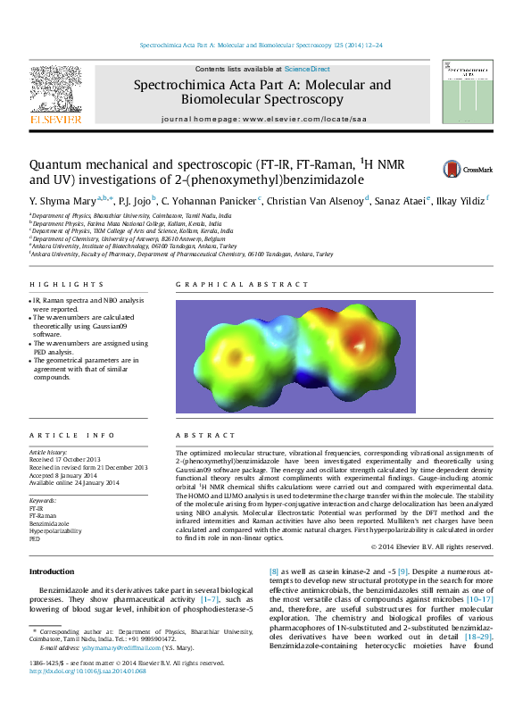 (PDF) Spectrochimica Acta Part A Molecular and Biomolecular