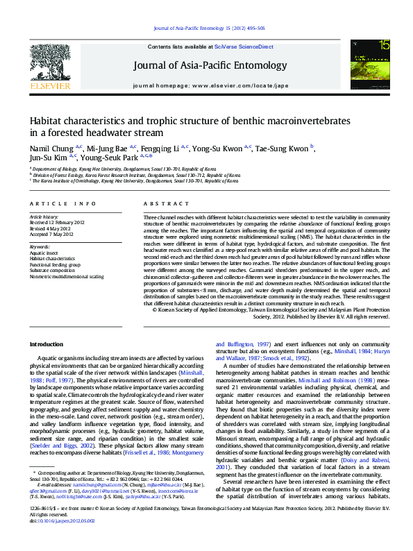 (PDF) Habitat characteristics and trophic structure of benthic ...