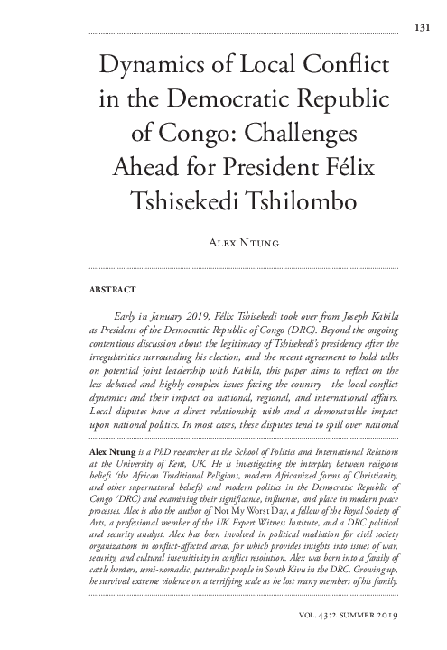 (PDF) Dynamics of Local Conflict in the Democratic Republic of Congo ...