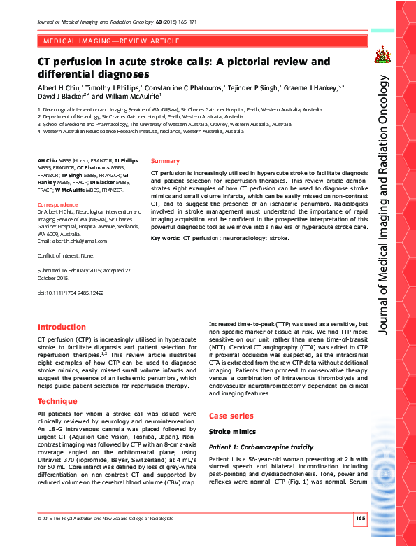 (PDF) CT perfusion in acute stroke calls: A pictorial review and ...