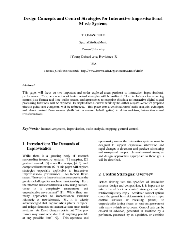 (PDF) Design Concepts and Control Strategies for Interactive ...
