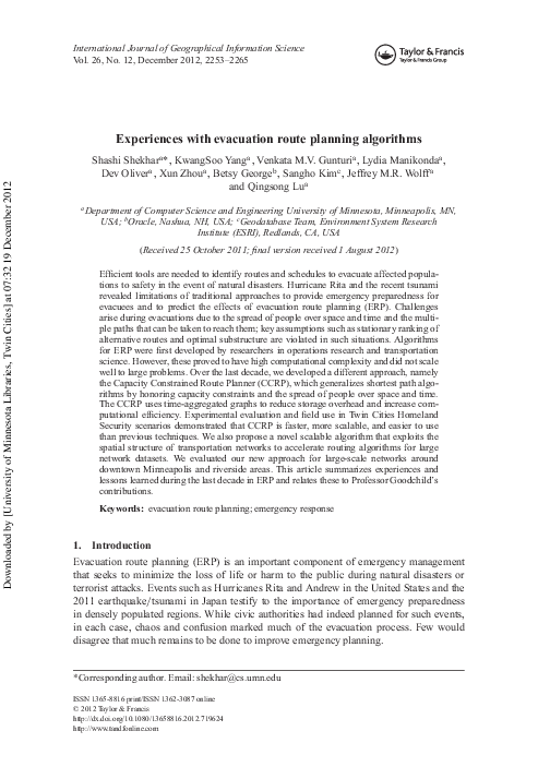 (PDF) Experiences with evacuation route planning algorithms