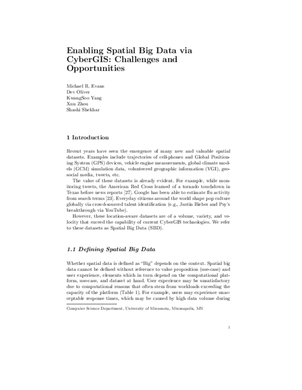 (PDF) Enabling Spatial Big Data via CyberGIS: Challenges and Opportunities