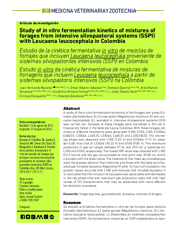 (PDF) Study of in vitro fermentation kinetics of mixtures of forages ...
