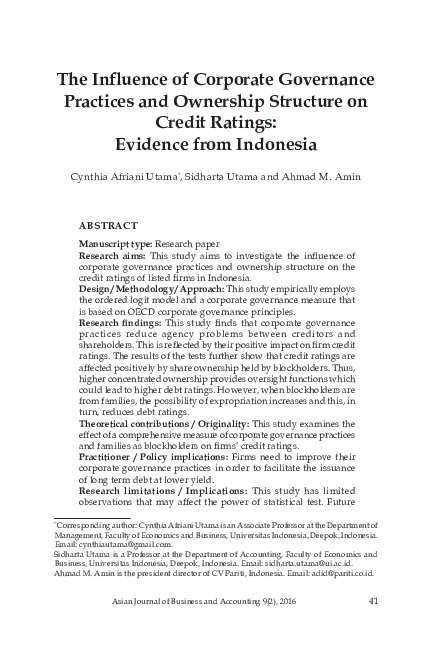 (PDF) The influence of corporate governance practices and ownership ...