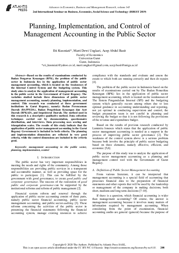 (PDF) Planning, Implementation, and Control of Management Accounting in ...