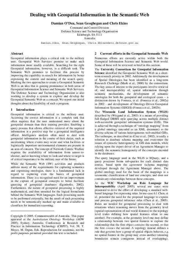 (PDF) Dealing with geospatial information in the semantic web