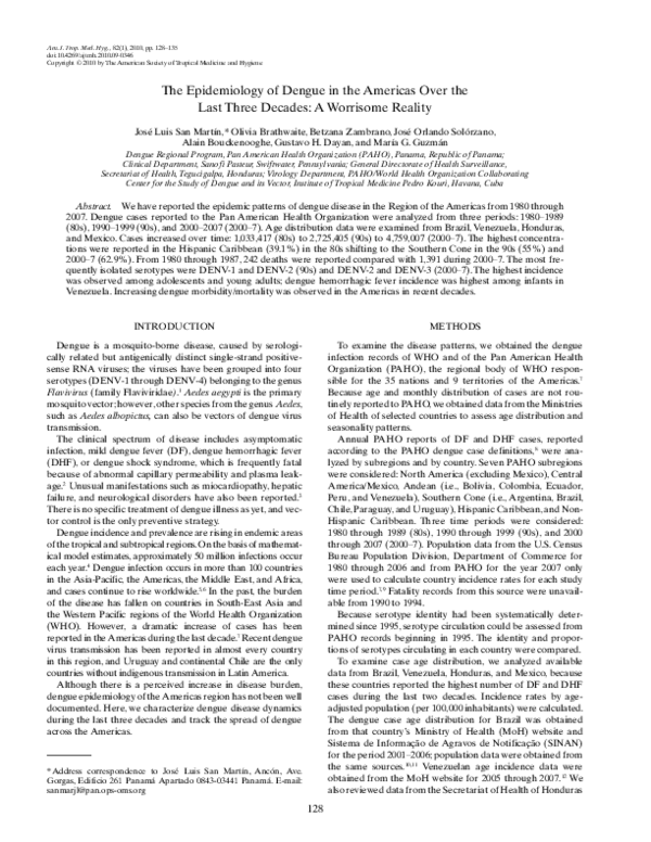 (PDF) The Epidemiology of Dengue in the Americas Over the Last Three ...