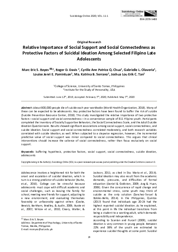 (PDF) Relative Importance of Social Support and Social Connectedness as ...