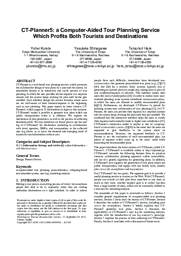(PDF) CT-Planner 5 : a Computer-Aided Tour Planning Service Which ...