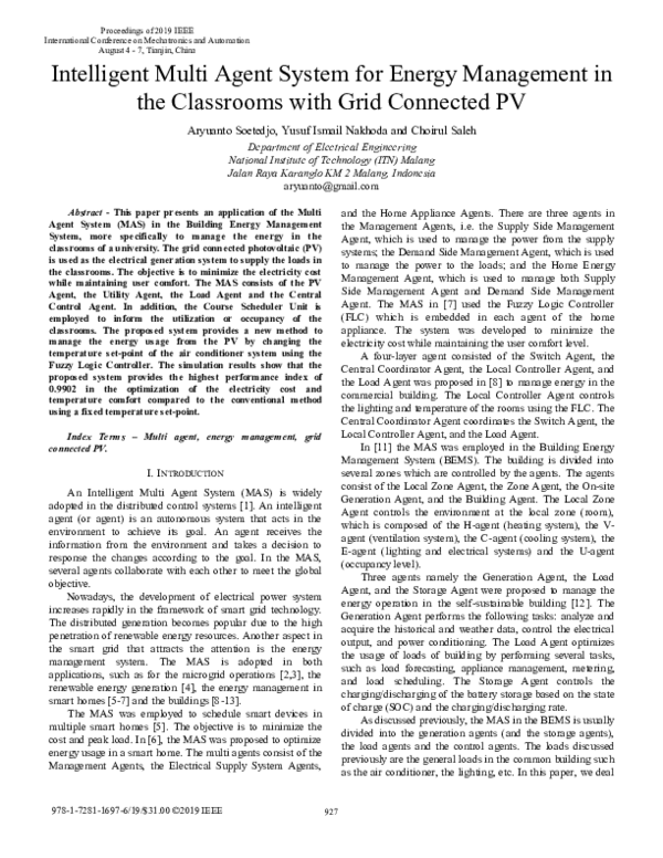 (PDF) Intelligent Multi Agent System for Energy Management in the ...