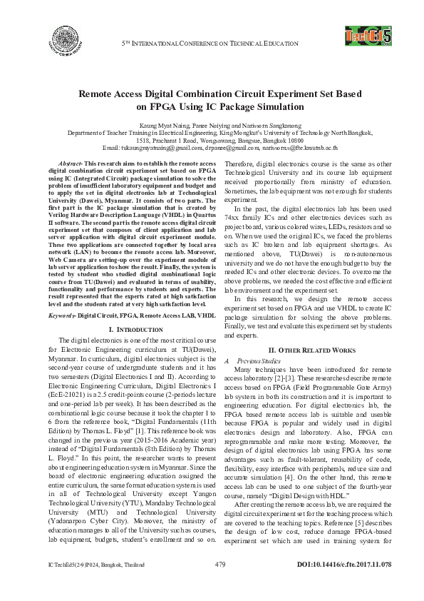 (PDF) Remote Access Digital Combination Circuit Experiment Set Based on ...