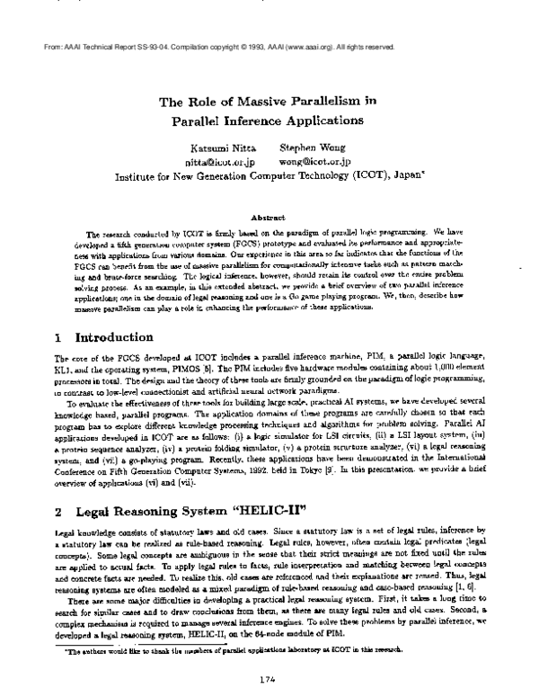 (PDF) The Role of Massive Parallelism in Parallel Inference Applications