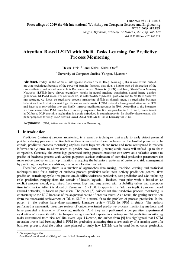 (PDF) Attention Based LSTM with Multi Tasks Learning for Predictive ...