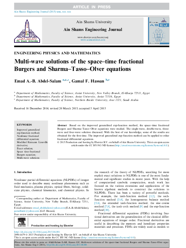 (PDF) Multi-wave solutions of the space–time fractional Burgers and ...