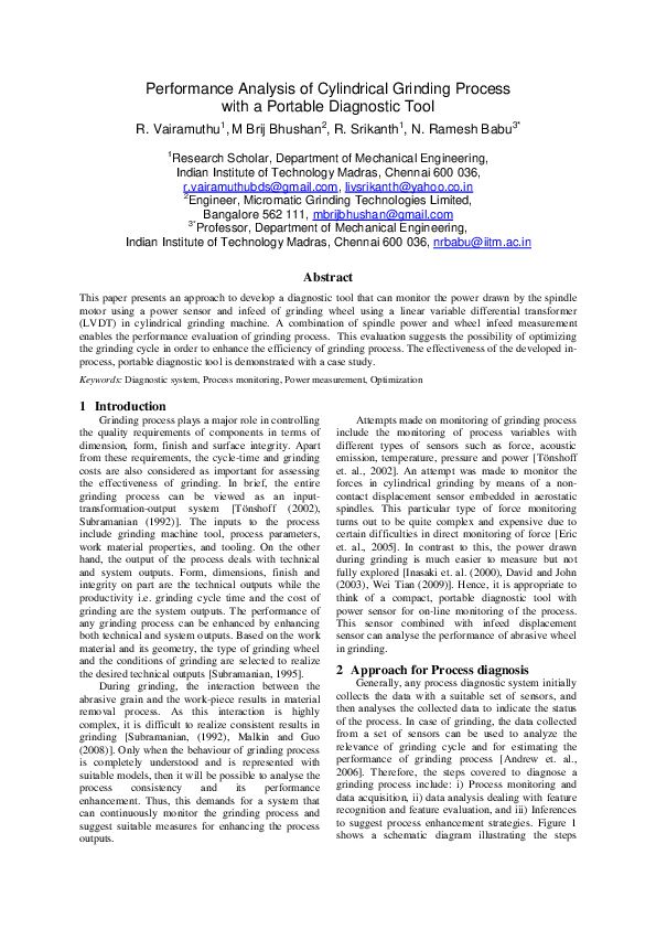 (PDF) Performance Analysis of Cylindrical Grinding Process with a ...