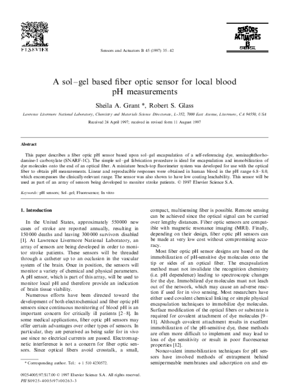 (PDF) A sol–gel based fiber optic sensor for local blood pH measurements
