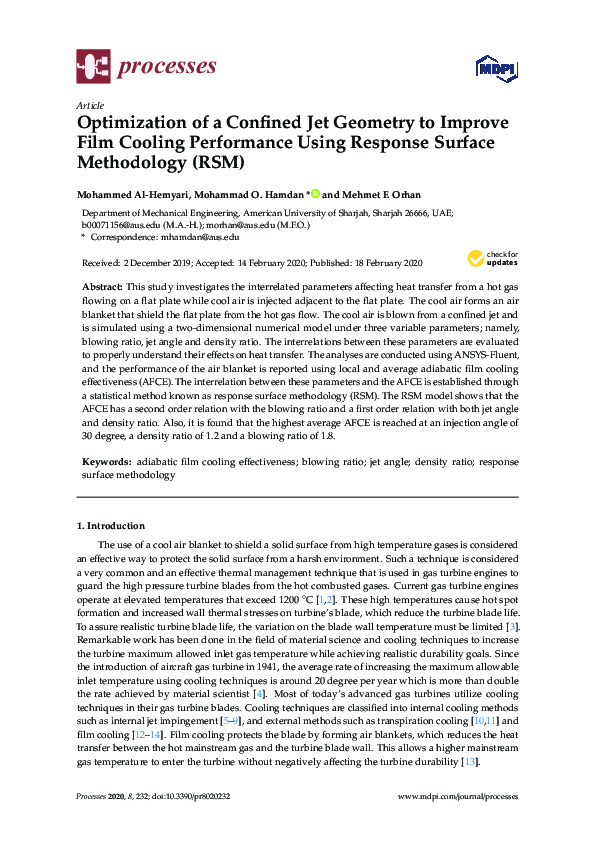 (PDF) Optimization of a Confined Jet Geometry to Improve Film Cooling ...