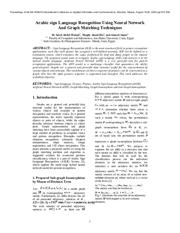 (PDF) Arabic sign language recognition using neural network and graph ...
