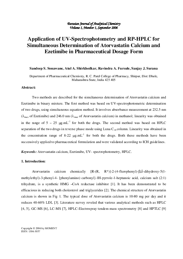 (PDF) Application of UV-Spectrophotometry and RP-HPLC for Simultaneous ...