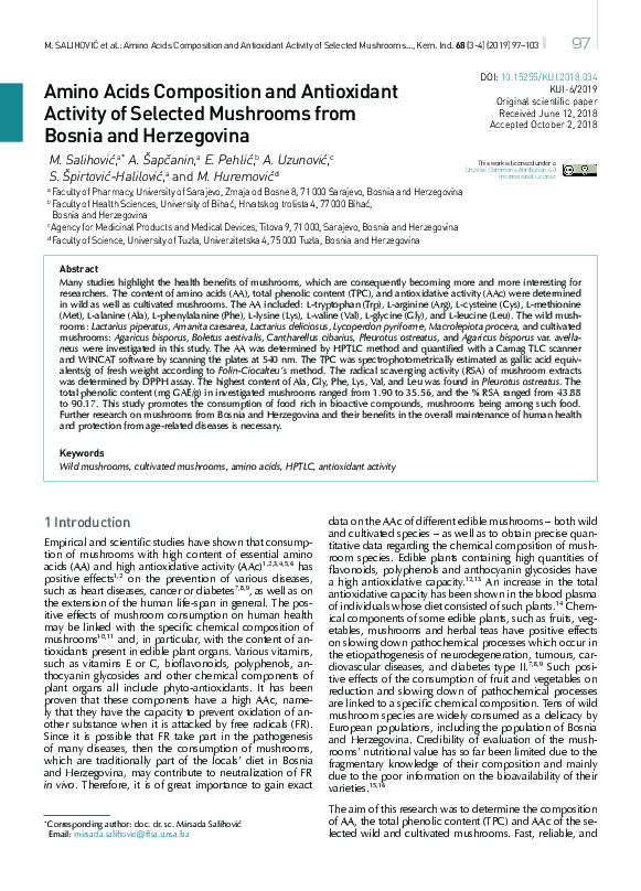 (PDF) Amino Acids Composition and Antioxidant Activity of Selected