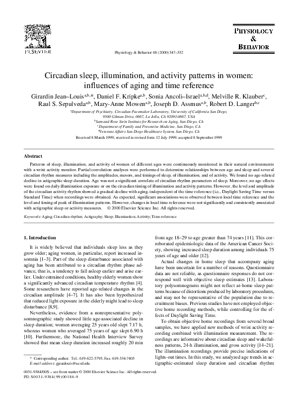 (PDF) Circadian sleep, illumination, and activity patterns in women