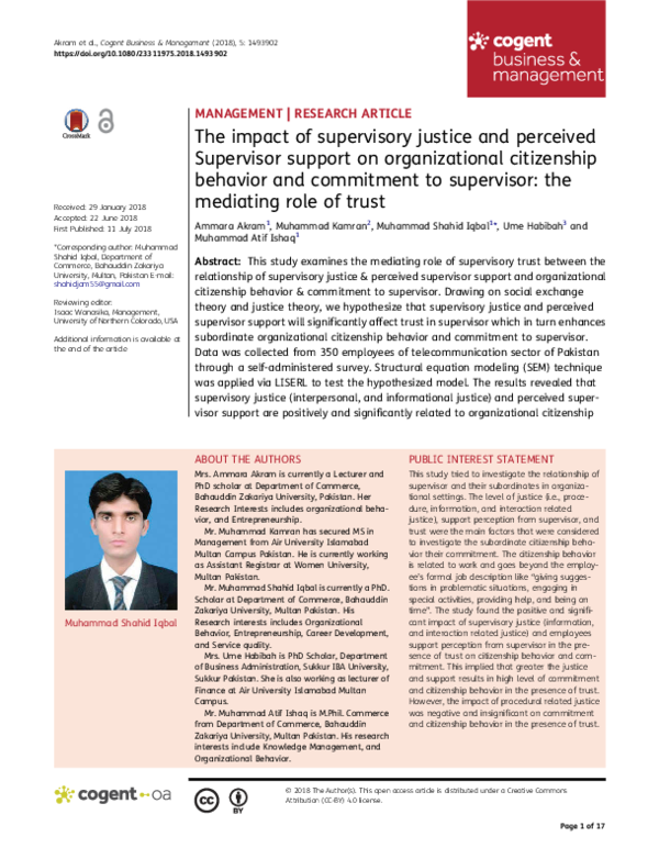 (PDF) The impact of supervisory justice and perceived Supervisor ...
