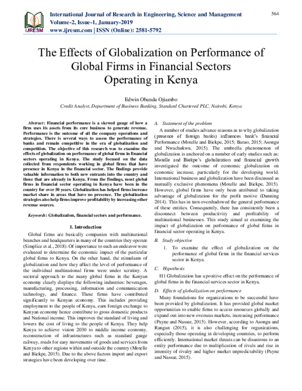 (PDF) The Effects of Globalization on Performance of Global Firms in ...