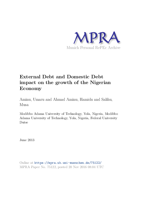 (PDF) External Debt and Domestic Debt Impact on the Growth of the