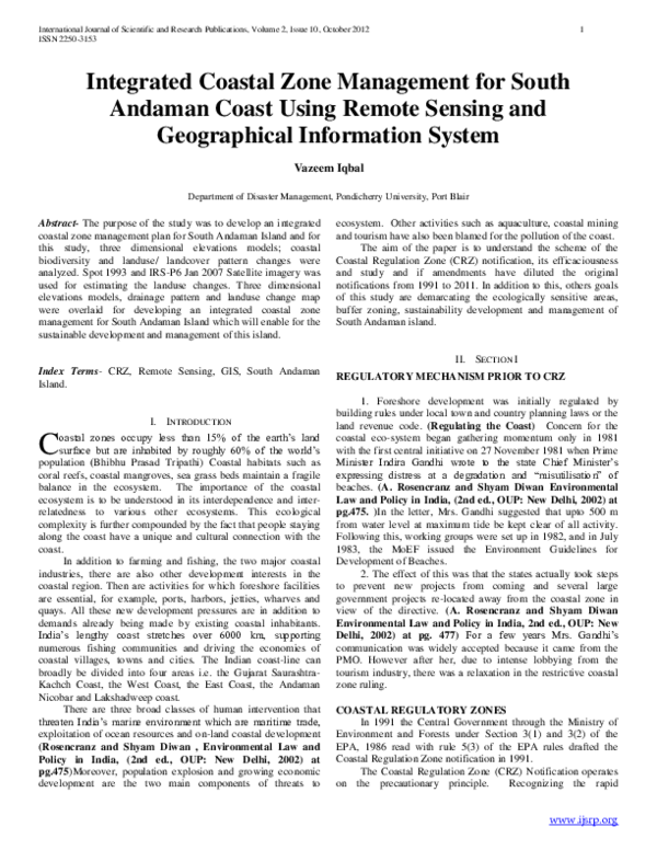 (PDF) Integrated Coastal Zone Management for South Andaman Coast Using ...