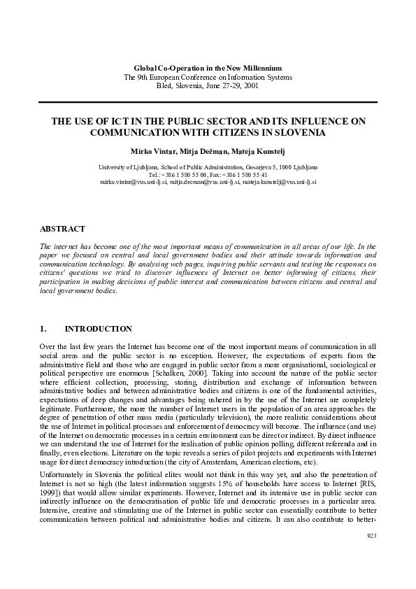 (PDF) The use of ICT in the public sector and its influence on ...