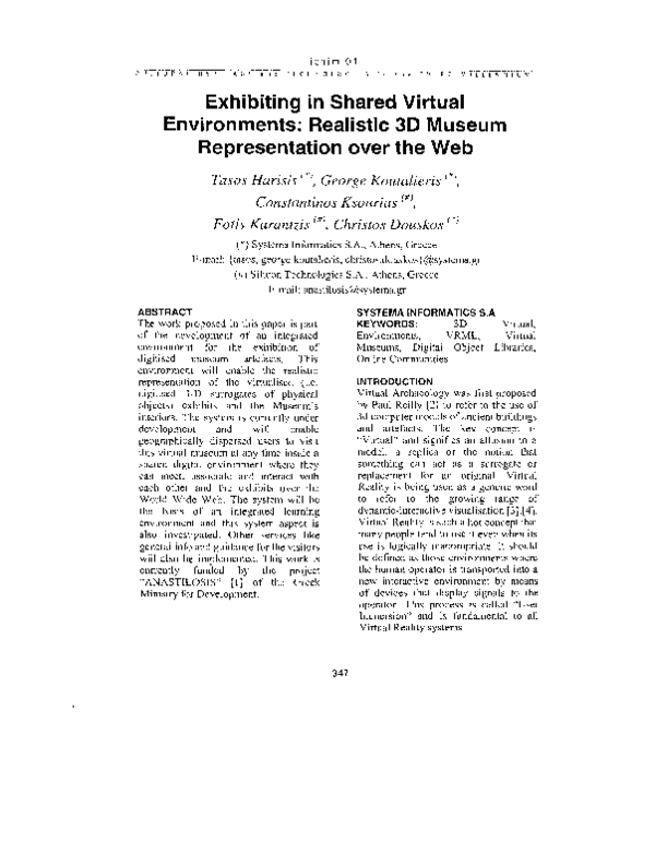 (PDF) Exhibiting in Shared Virtual Environments: Realistic 3D Museum ...