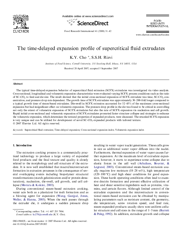 (PDF) The time-delayed expansion profile of supercritical fluid extrudates