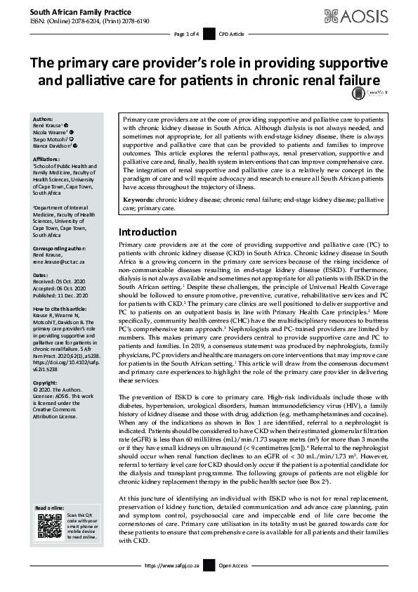 (PDF) The primary care provider’s role in providing supportive and ...